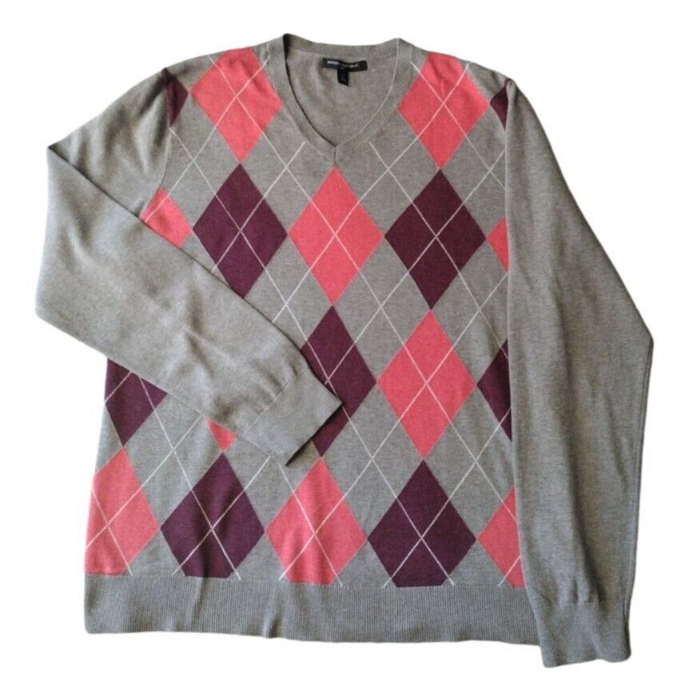 Banana Republic Sweater Men L Pullover Multicolor V Neck Long Sleeve Classic